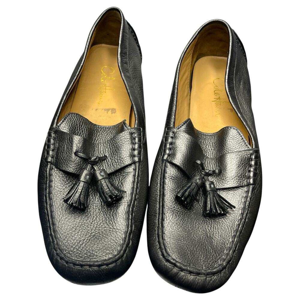 Cole Haan Womens Tassel Loafers 11B Pewter Pod Sole Driving Leather Moc D34980